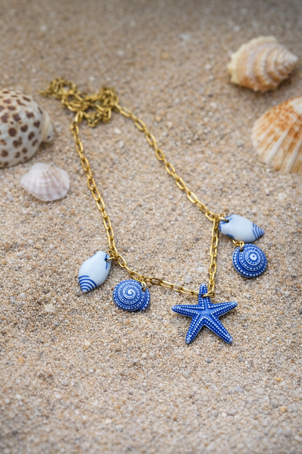 Charm Halskette – Muschel & Seestern | Edelstahl 18K vergoldet